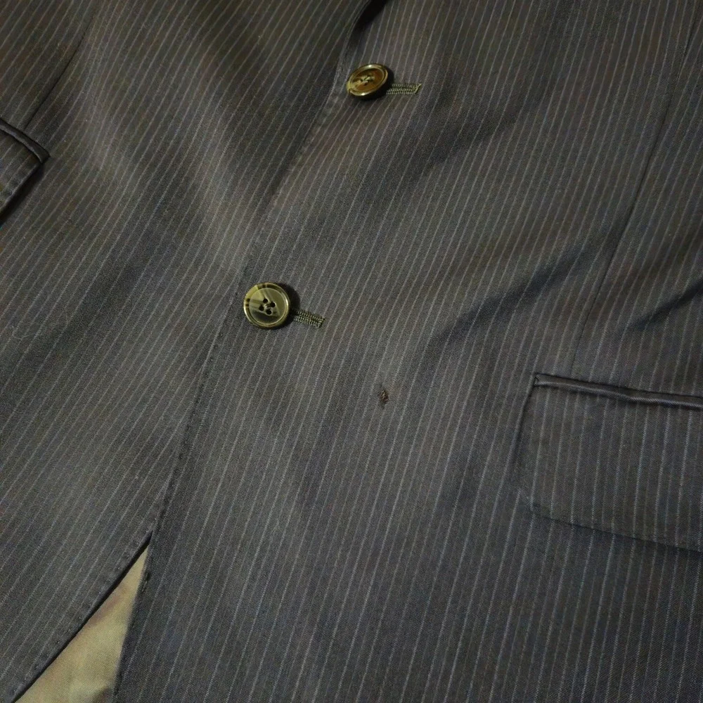 Saks Fifth Avenue Ermenegildo Zegna Blazer Mens Blue Pinstripe‎ Silk Wool Jacket